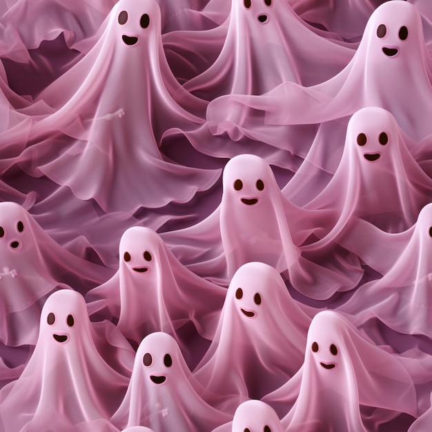 a close up of a group of ghost like figures with faces generative ai