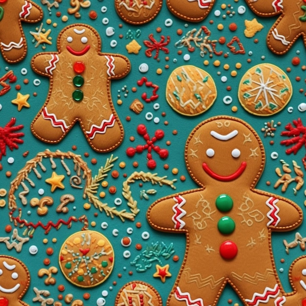 A close up of a group of gingerbreads on a table generative ai