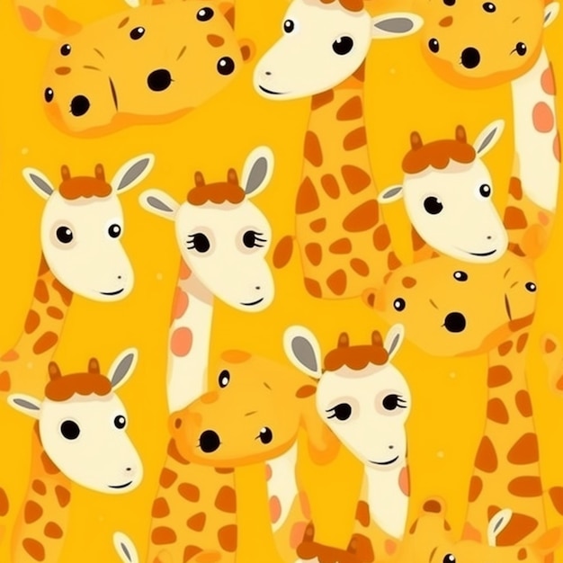a close up of a group of giraffes with different faces generative ai