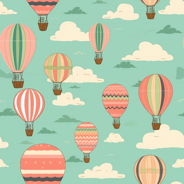 A close up of a group of hot air balloons flying through the sky generative ai