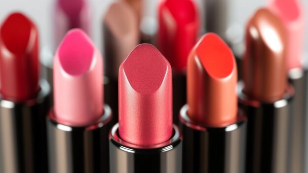 A close up of a group of lipsticks with different shades generative ai