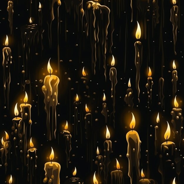 Photo a close up of a group of lit candles on a black background generative ai