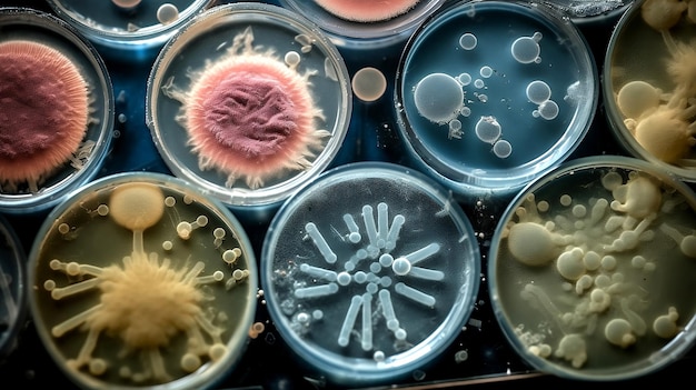 A close up of a group of microbes