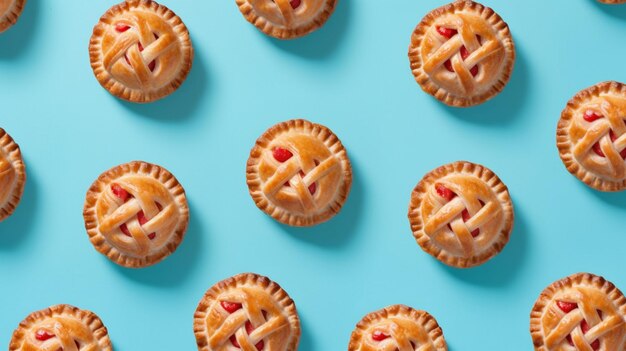 a close up of a group of mini pies with a red heart on top generative ai