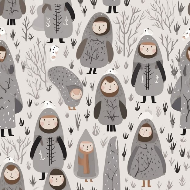 Photo a close up of a group of people in winter clothing generative ai