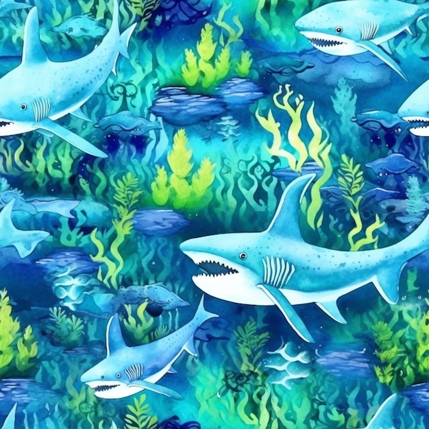 крупный план группы акул, плавающих в водоеме