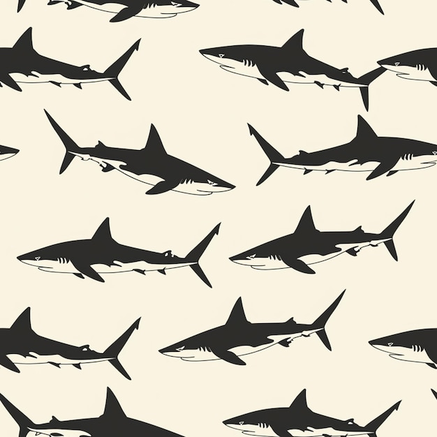 Photo a close up of a group of sharks on a white background generative ai