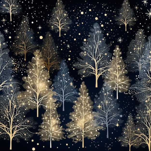 a close up of a group of trees with snow on them generative ai