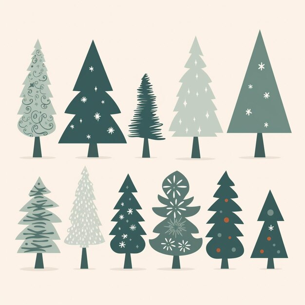 a close up of a group of trees with snowflakes on them generative ai