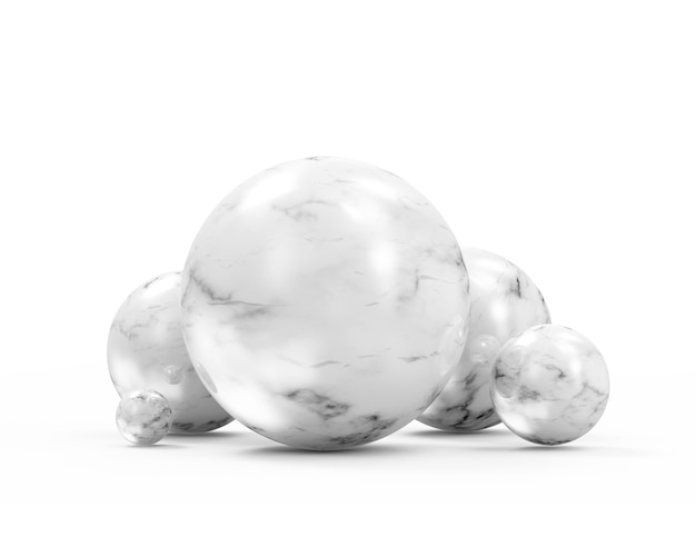 Close up on Group of White Marble Spheres