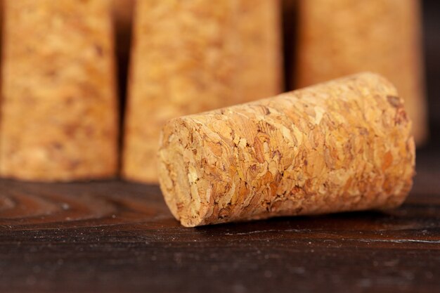 Close up of group of wine corks