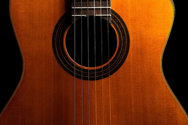 Close-up guitar in black backdrop ,Abstract,classic guitar