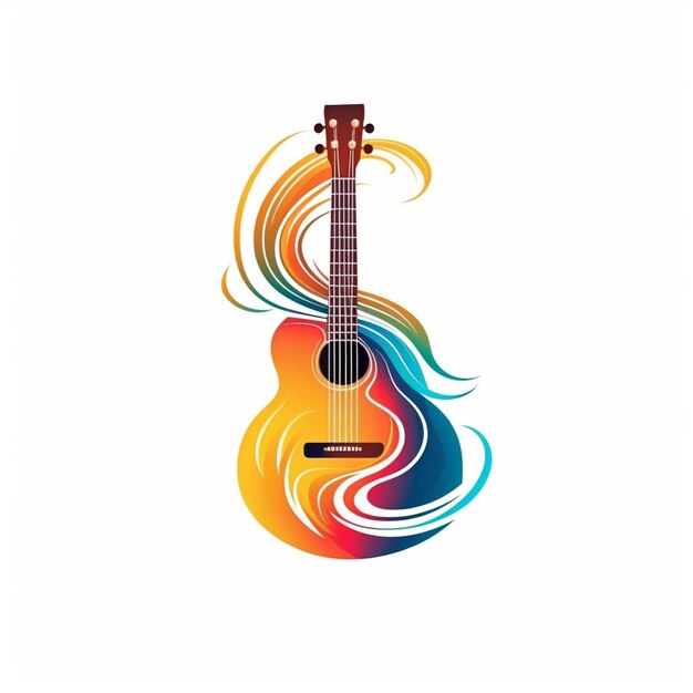 Photo a close up of a guitar with a colorful swirl on it generative ai