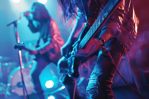 Close Up of Guitarist on Stage