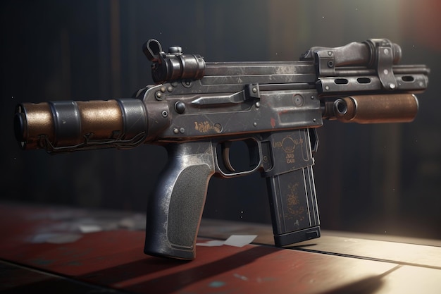 A close up of a gun with the word call of duty on it.