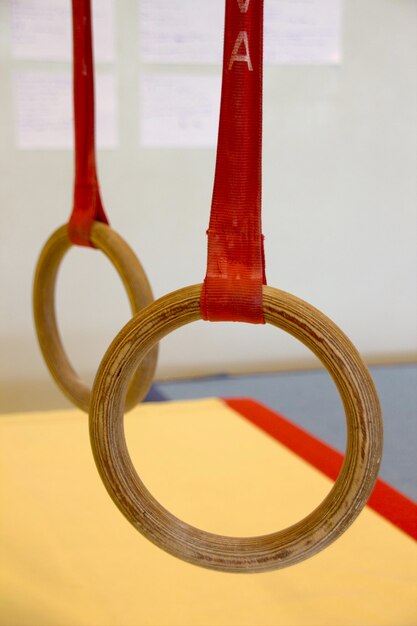 Close-up of gymnastic rings