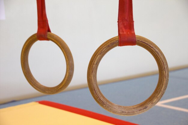 Close-up of gymnastic rings