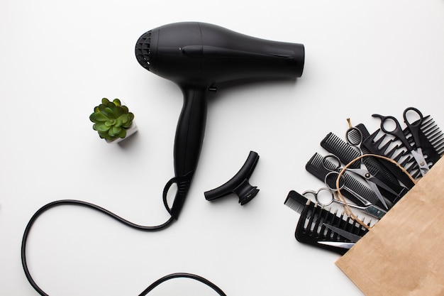 Photo close up hair dryer and accessories