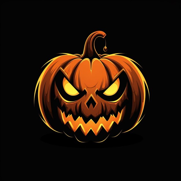 a close up of a halloween pumpkin with a scary face generative ai