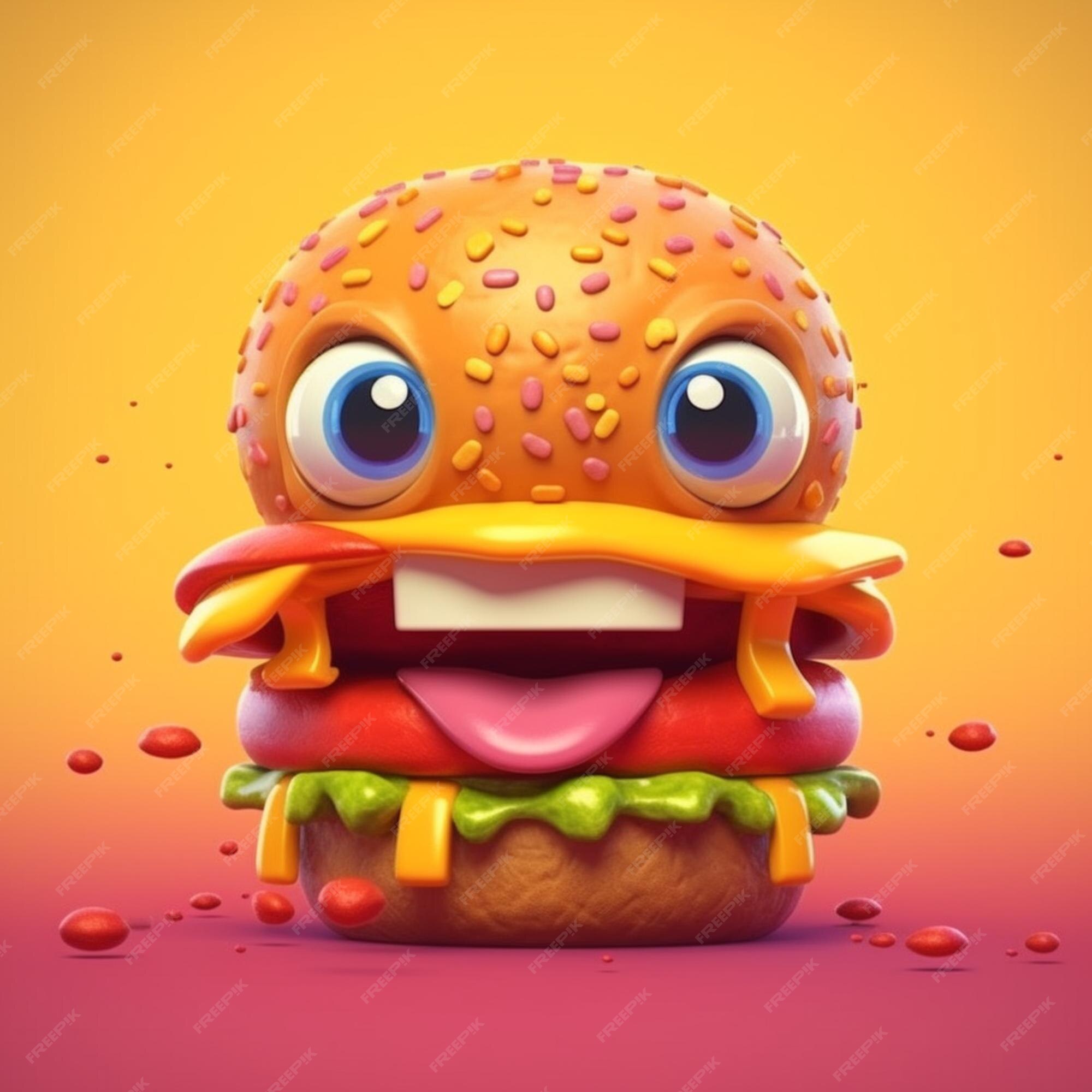 Premium AI Image A Close Up Of A Hamburger With A Big Face And A Big premium-ai-image-a-close-up-of-a-hamburger-with-a-big-face-and-a-big