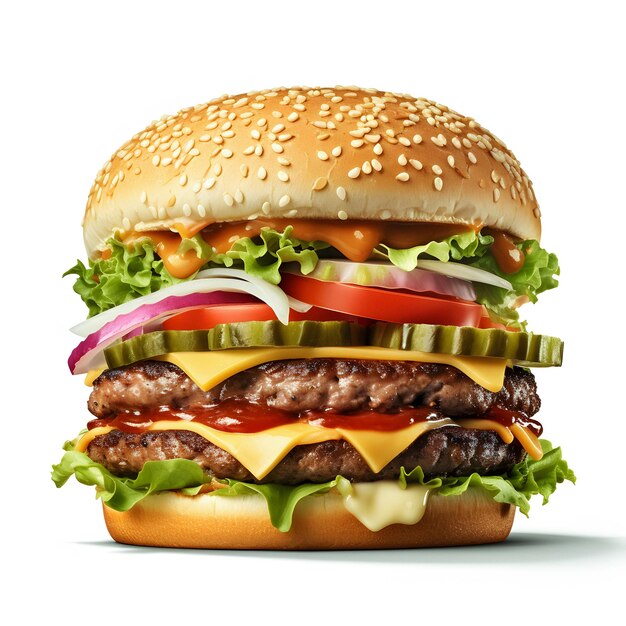 a close up of a hamburger with cheese Generative AI