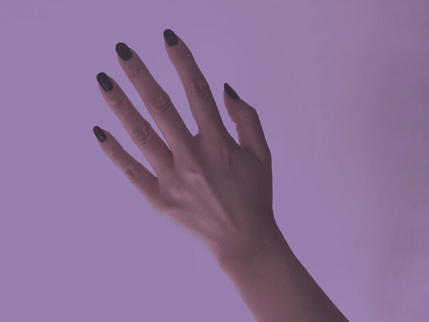 Close-up of hand against pink background