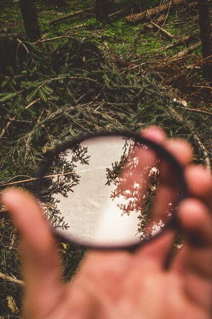 Photo close-up of hand on glass