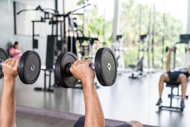 Close-up Hand holding dumbbell