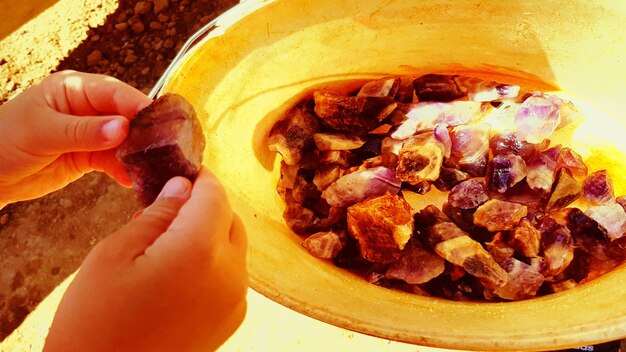 Close-up of hand holding food