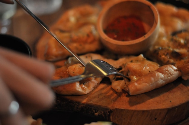 Close-up of hand holding food