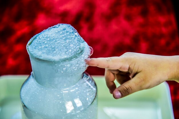 Close-up of hand holding ice cream cone