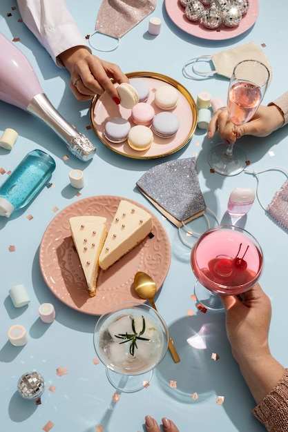 Close up hand holding macarons