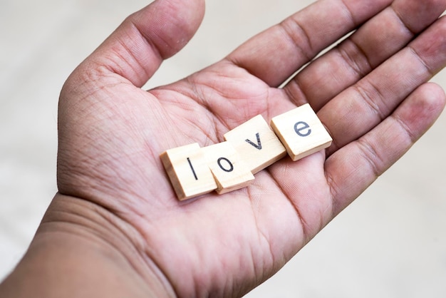 Photo close-up of hand holding text