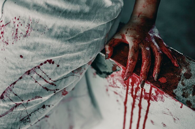 Photo close-up of hand on red floor