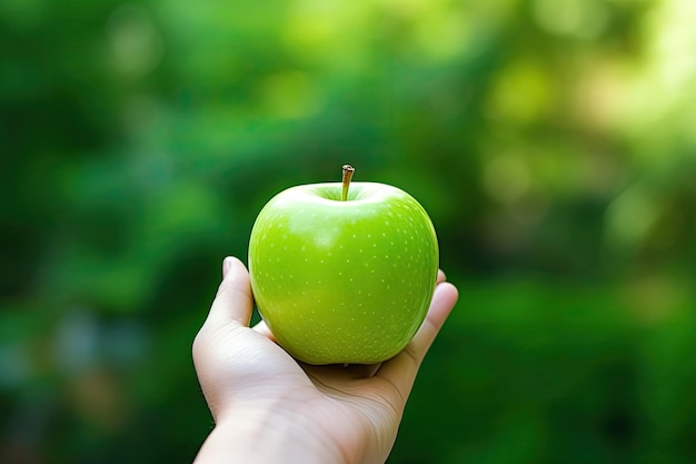 Close-up hand vasthouden appel