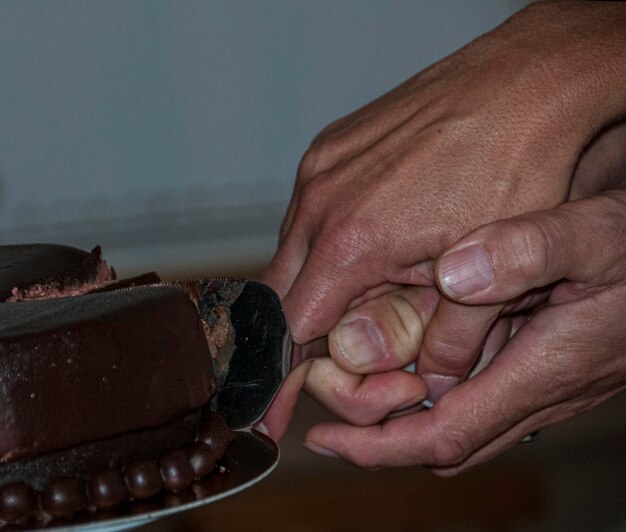 Foto close-up di una torta di vitrificazione a mano