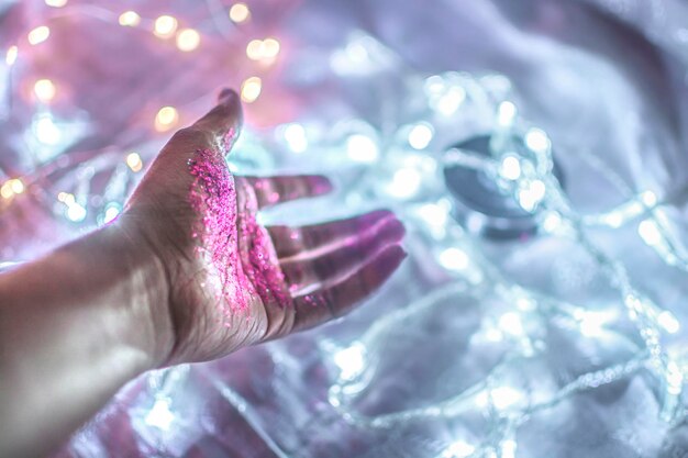 Photo close-up of hand in water