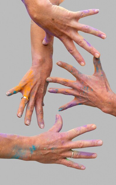 Close-up of hands against gray background