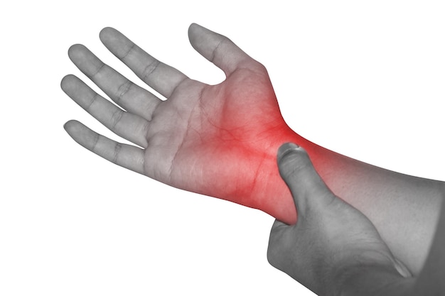 close-up of hands against white background