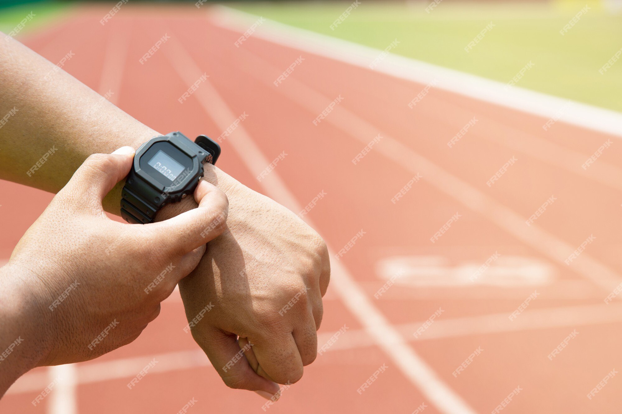 Close-up Of A Stopwatch In Hand Man For Measuring The Running Speed Of The  Athlete Stock Photo, Picture and Royalty Free Image. Image 33012365.