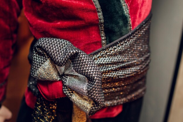 Close Up Hands Of Elder Georgian Man In National Clothes Culture Of Georgia Country On His Belt Dagger Hanging