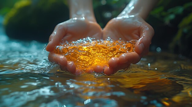 Close up of hands holding a water