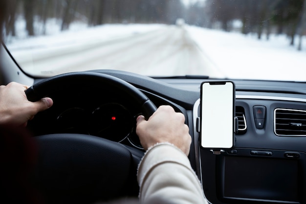 Close up hands holding wheel