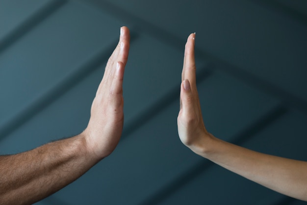 Close-up hands ready to high five