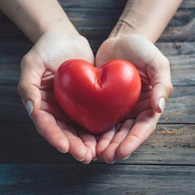 Close up of hands tenderly offering red heart a heartfelt donation For Social Media Post Size