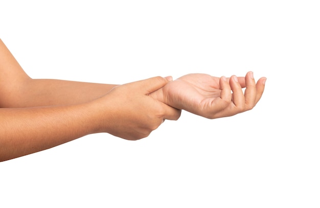 Photo close-up of hands over white background