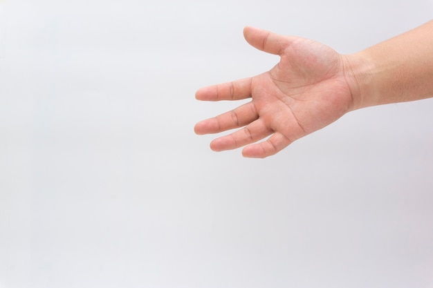 Close-up of hands over white background