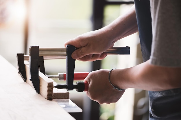 Close-up of hands working