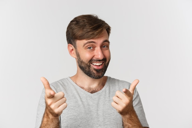 Close-up of handsome adult man with beard