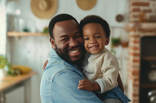 Close up of Happy father and lovely baby smiling